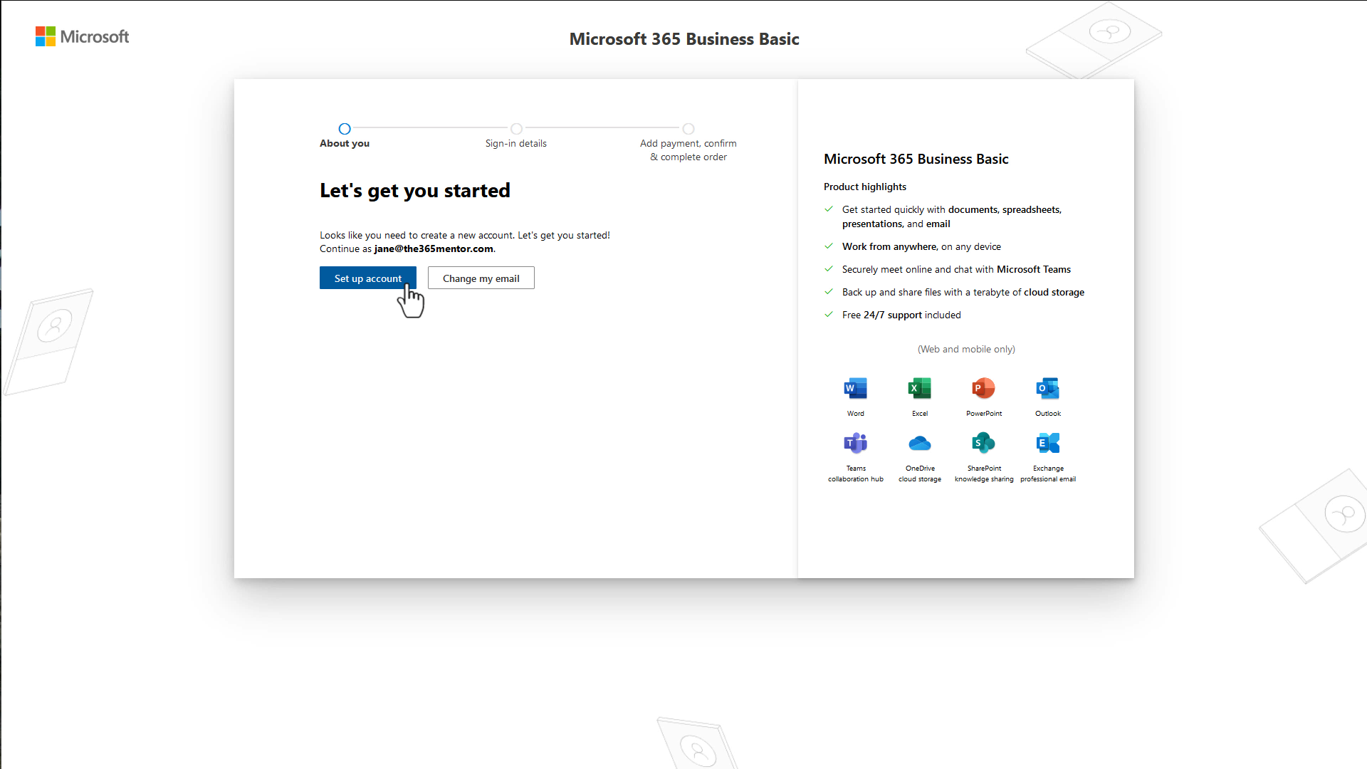 Microsoft 365 Confirmation Setup Account