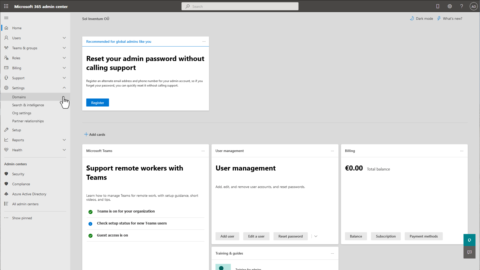 Microsoft 365 Admin Portal Expanded Navigation