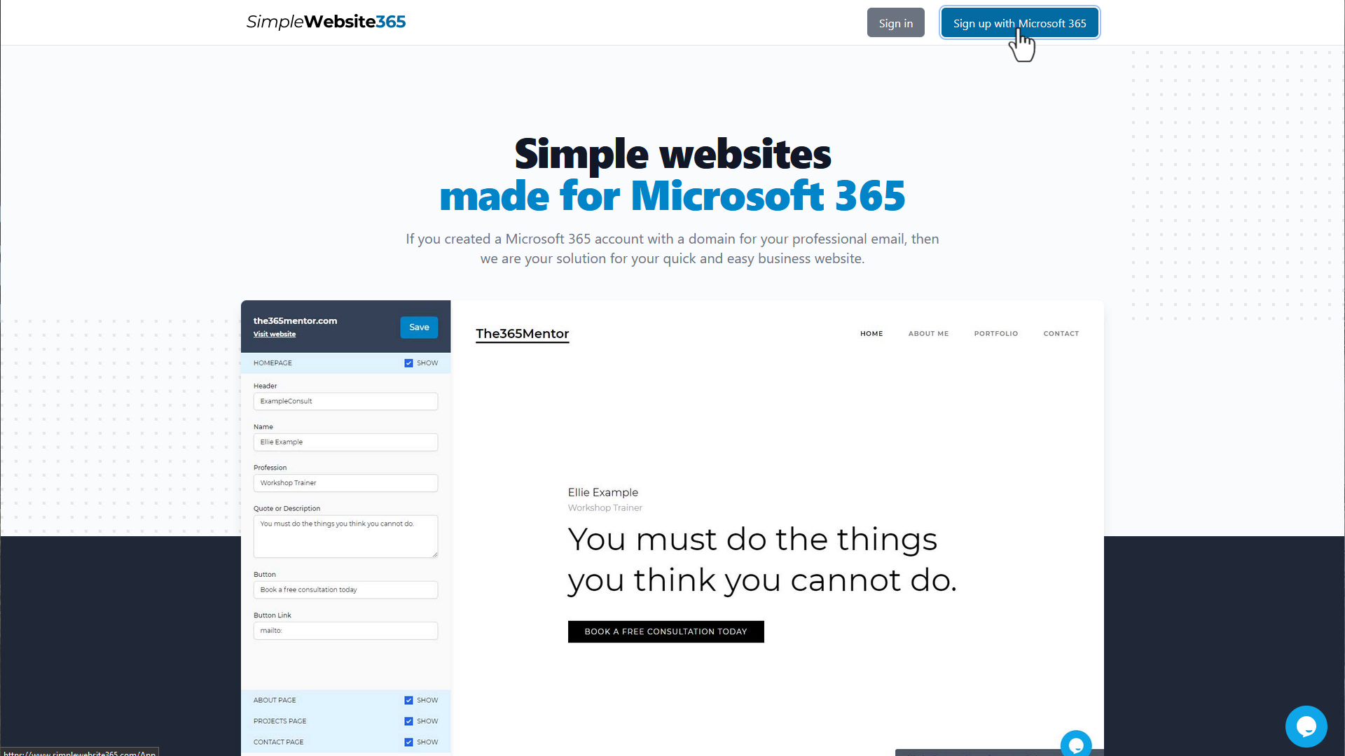 SimpleWebsite365 Homepage